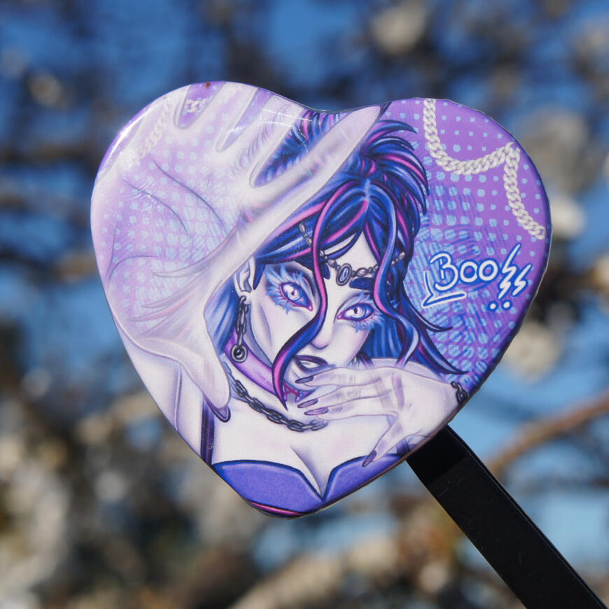 Ghost Girl Heart Badge